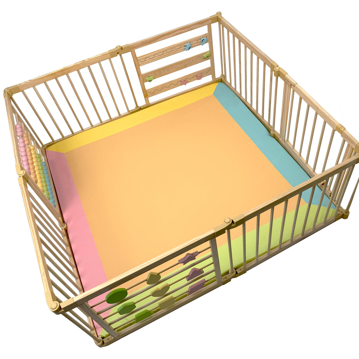 Colored playpen mat in wipe-clean PU leather, 1.5 inch padding, ZETY