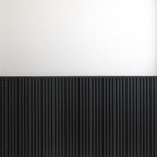 Close-up of the black slat texture on ZETY wainscoting panels