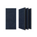 ZETY blue acoustic slat wainscoting panels, 4-pack, shown flat and angled on a white background