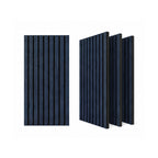 ZETY blue acoustic slat wainscoting panels, 4-pack, shown flat and angled on a white background