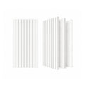 ZETY white acoustic slat wainscoting panels, 4-pack, shown flat and angled on a white background