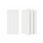 ZETY white acoustic slat wainscoting panels, 4-pack, shown flat and angled on a white background