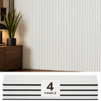 ZETY white acoustic slat wall panels on a finished accent wall above the 4-panel pack, 94.5 x 12 inches