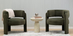 White wood slat acoustic wall panels behind seating in a styled living room, ZETY 4 pack