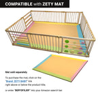 ZETY natural wood playpen for babies, ten panels, folds flat